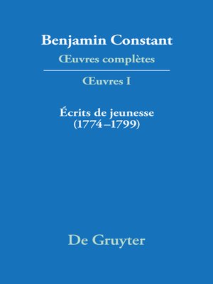 cover image of Écrits de jeunesse (1774–1799)